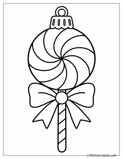 Ornament Shaped Like a Candy Striped Lollipop Coloring Page