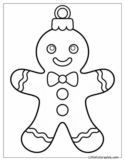 Ornament Shaped Like a Little Gingerbread Man Coloring Page