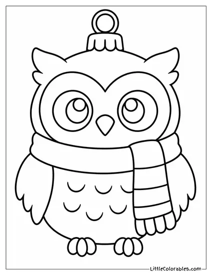 Ornament Shaped Like a Small Owl in a Scarf Coloring Page