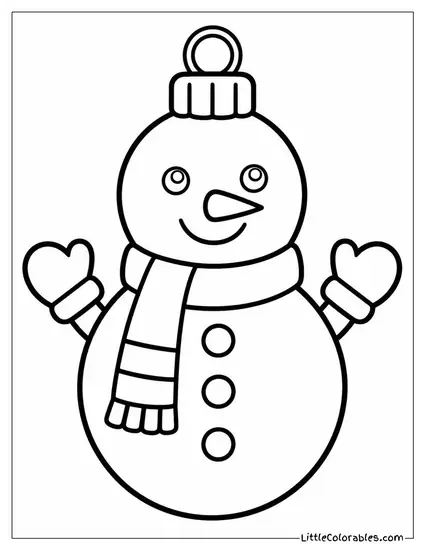 Ornament Shaped Like a Snowman with a Scarf Coloring Page