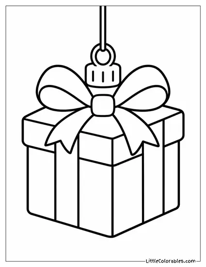 Ornament Shaped Like a Tiny Gift Wrapped Box Coloring Page