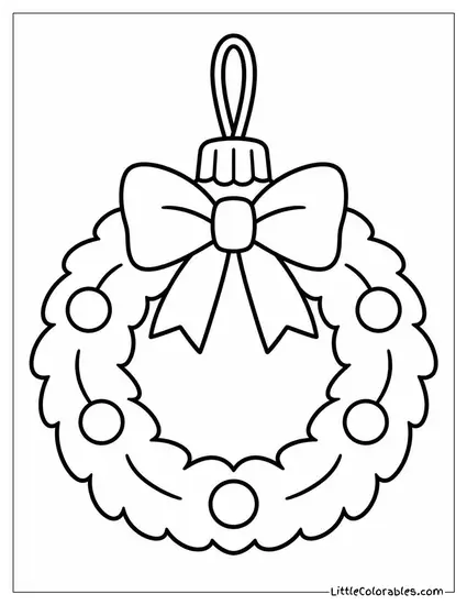 Ornament Shaped Like a Tiny Wreath with Bow Coloring Page