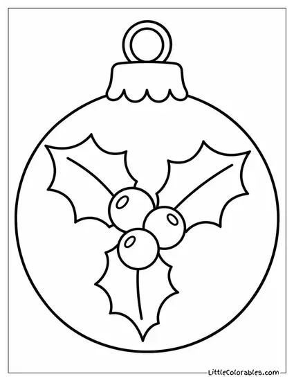 Ornament with a Painted Holly and Berry Sprig Coloring Page
