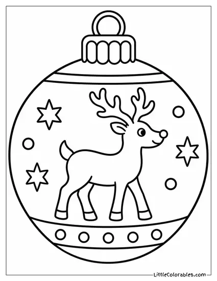 Ornament with a Painted Reindeer Silhouette Coloring Page