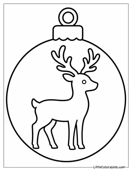 Ornament with a Reindeer Silhouette Etched Into It Coloring Page