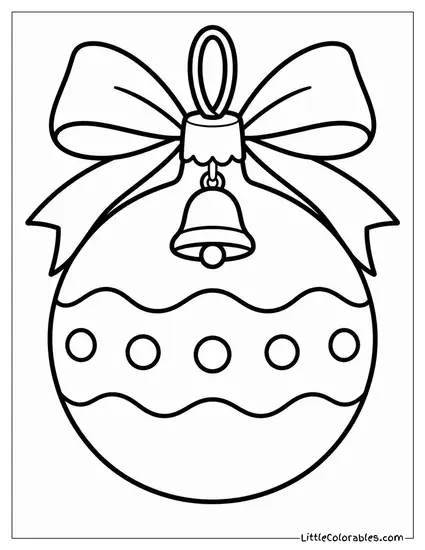 Ornament with a Ribbon Bow and Tiny Bell Coloring Page