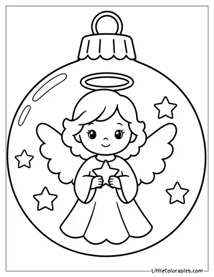 Ornament with a Tiny Painted Angel Coloring Page