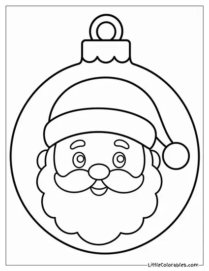 Ornament with a Tiny Santa Face Painted On Coloring Page