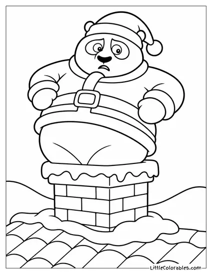 Po from Kung Fu Panda Dressed as Santa Too Round for the Chimney Coloring Page