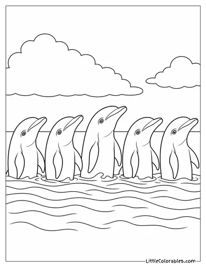 Pod All Surfacing in a Wide Line Together Coloring Page