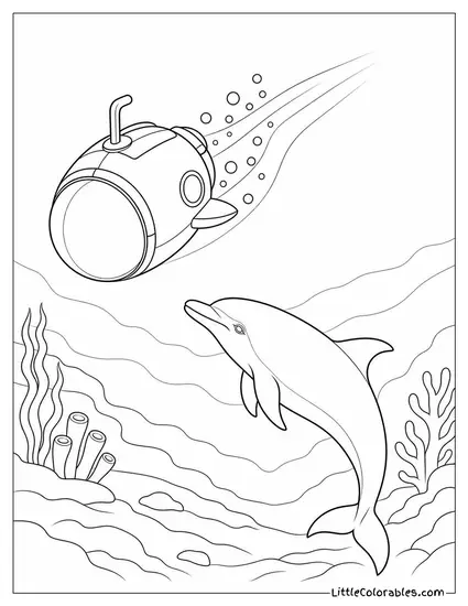Pod Disappearing Into the Blue at Depth Coloring Page