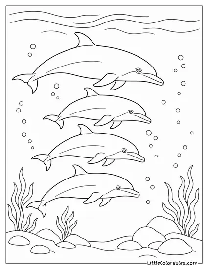 Pod Hunting in Coordinated Formation Coloring Page
