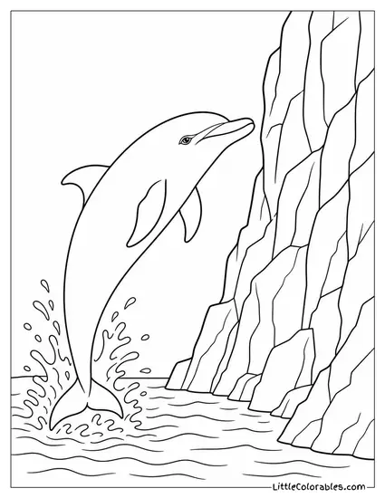 Pod Working Fish Against a Cliff Face Coloring Page