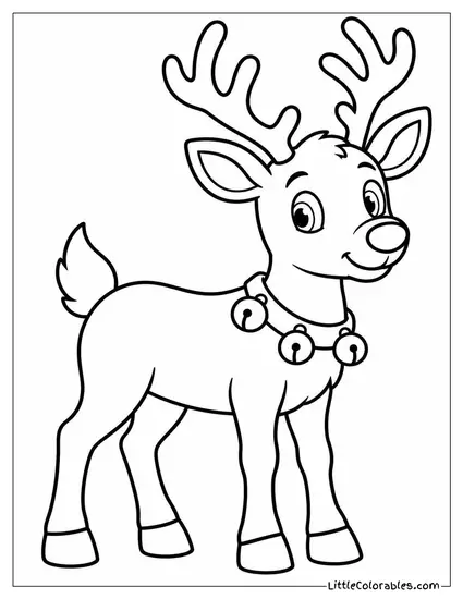 Reindeer Wearing a Jingle Bell Collar Coloring Page
