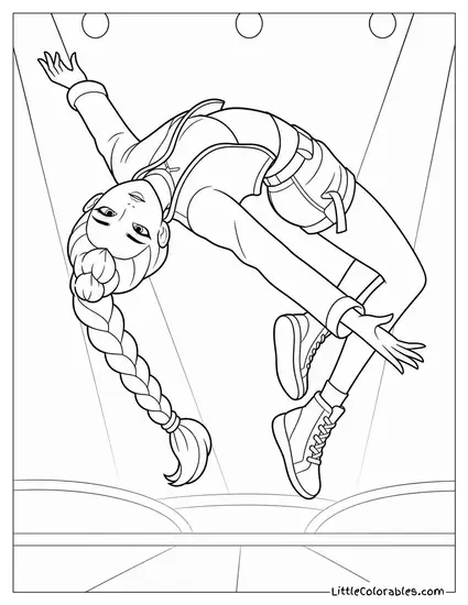 Rumi Mid-Backflip During a Performance Coloring Page
