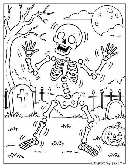 Skeleton Shaking So Hard Its Bones Clatter Loose from the Joints Coloring Page