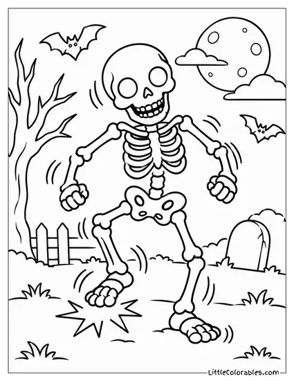 Skeleton Stomping Its Feet So Hard Its Bones Jingle Loosely Coloring Page