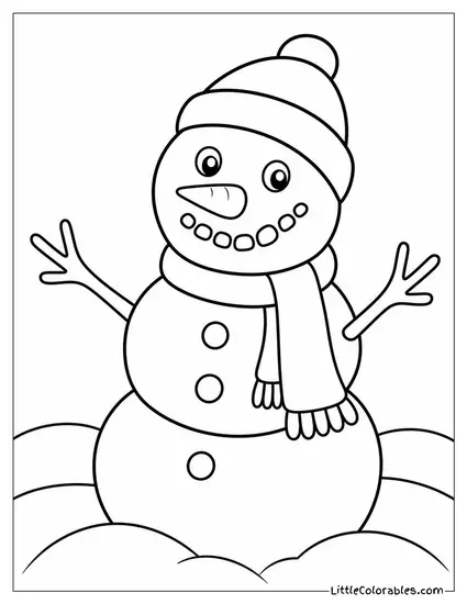 Snowman with a Crooked Smile Made of Pebbles Coloring Page