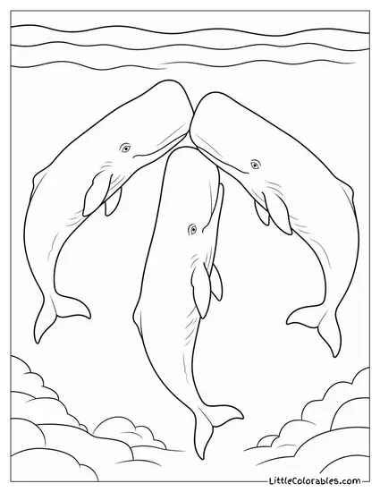 Sperm Whale Pod Touching Rostrums Together Coloring Page