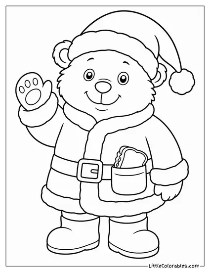 Teddy Bear Dressed as Santa with a Marmalade Sandwich in His Pocket Coloring Page