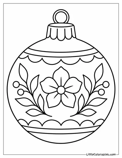 Vintage Ornament with Faded Hand Painted Flowers Coloring Page