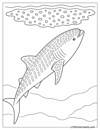 Whale Shark Rising Slowly Toward a Plankton Bloom Coloring Page