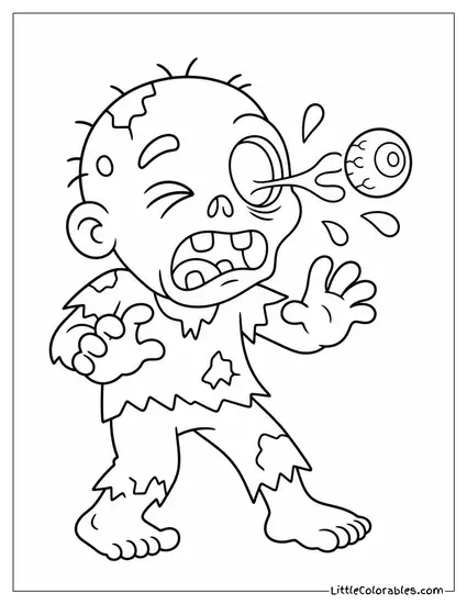 Cartoon Zombie Losing an Eyeball Mid Sneeze With a Goofy Face Coloring Page