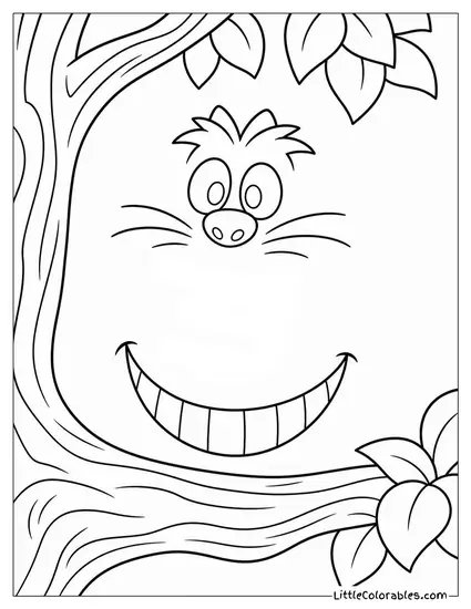 Cheshire Cat Slowly Vanishing Until Only His Striped Grin Remains Coloring Page