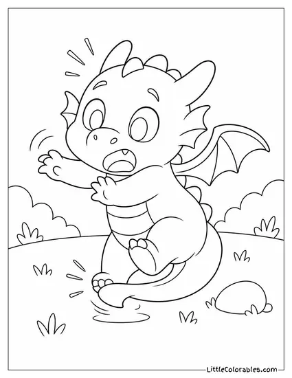 Chibi Dragon Tripping Over Its Own Tail Mid Run Coloring Page