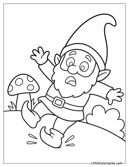Chibi Gnome Tripping Over His Own Pointed Shoes Coloring Page
