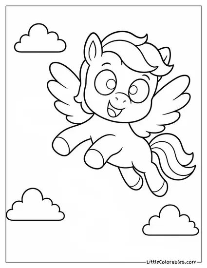 Chibi Pegasus With a Wobbly Flight Path and Crossed Eyes Coloring Page
