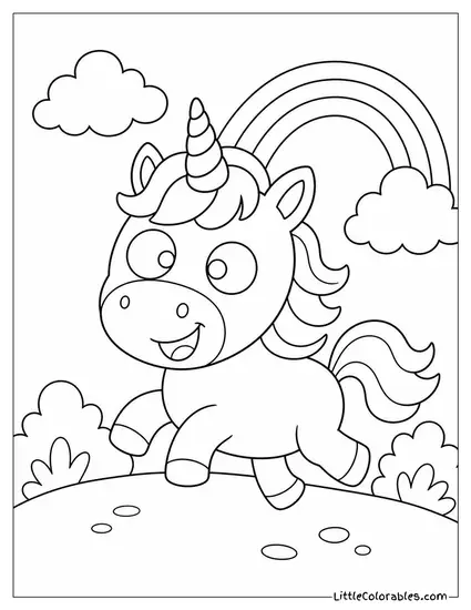 Chibi Unicorn With a Wobbly Gallop and Crossed Eyes Coloring Page