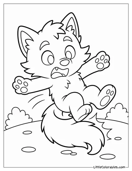 Chibi Werewolf Tumbling Over Its Own Tail Mid Run Coloring Page