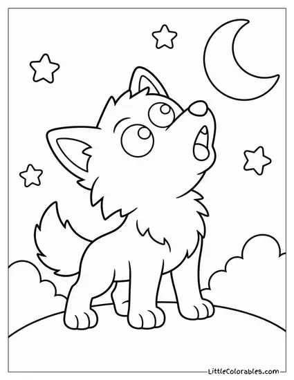 Chibi Werewolf With a Wobbly Howl and Crossed Eyes Coloring Page
