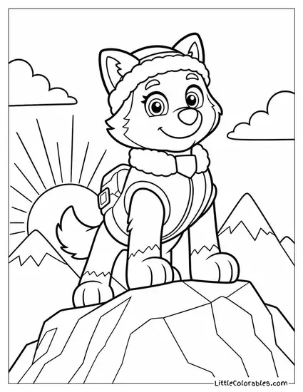 Everest Standing Proudly on a Mountain Peak at Sunrise Coloring Page
