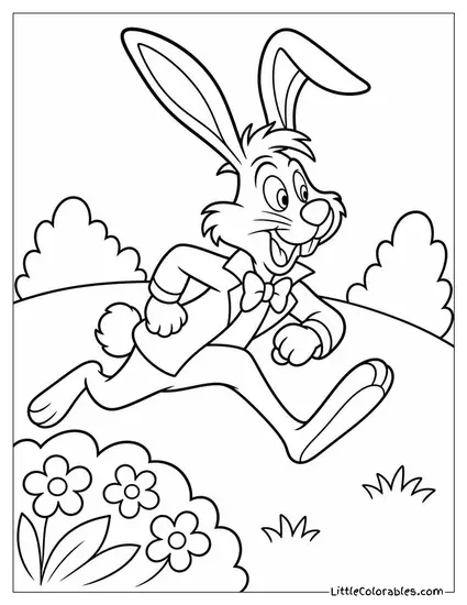 March Hare Twitching His Ears Mid Hop Across The Garden Coloring Page