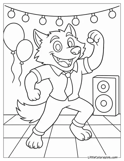 Moon the Werewolf From Hotel Transylvania Dancing at a Monster Party Coloring Page