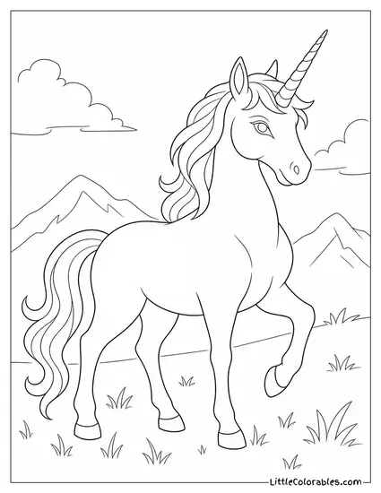 Realistic Unicorn With Glowing Runes Etched Along Its Flank Coloring Page