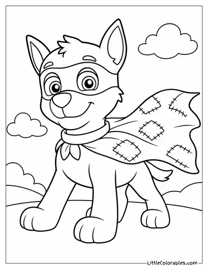 Rocky Dressed as a Superhero With a Cape Made From a Patched Blanket Coloring Page