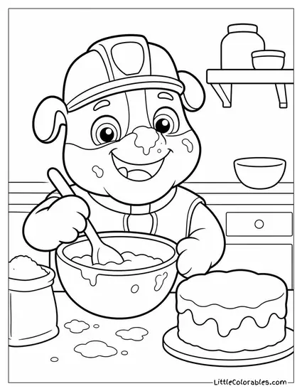 Rubble Baking a Cake With Flour All Over His Nose Coloring Page