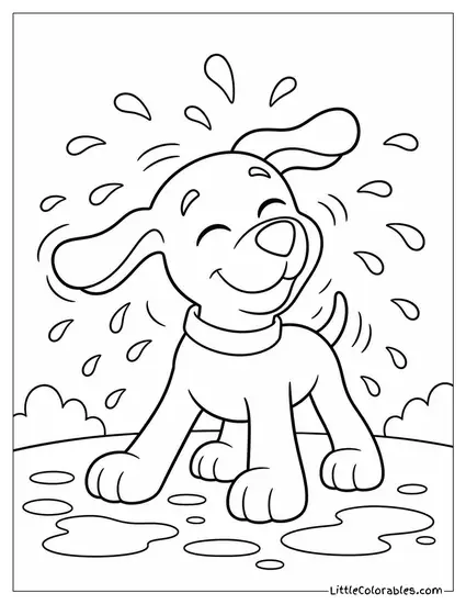 Zuma Shaking Water Off His Fur With Droplets Flying Everywhere Coloring Page